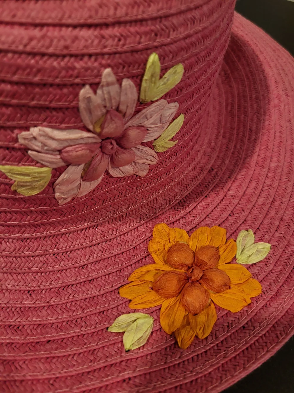Parkhurst Pink Wide-Brim Floral Embroidered Sun Hat - Picture 3 of 3
